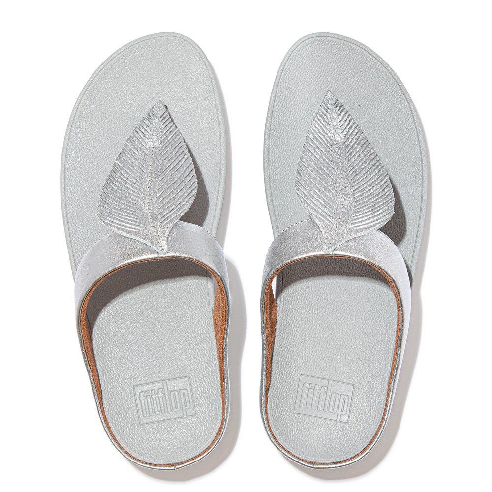 Fitflop - Fitflop Sandaler Udsalg - Fitflop Fino Feather Metallic Toe-Post Sølv